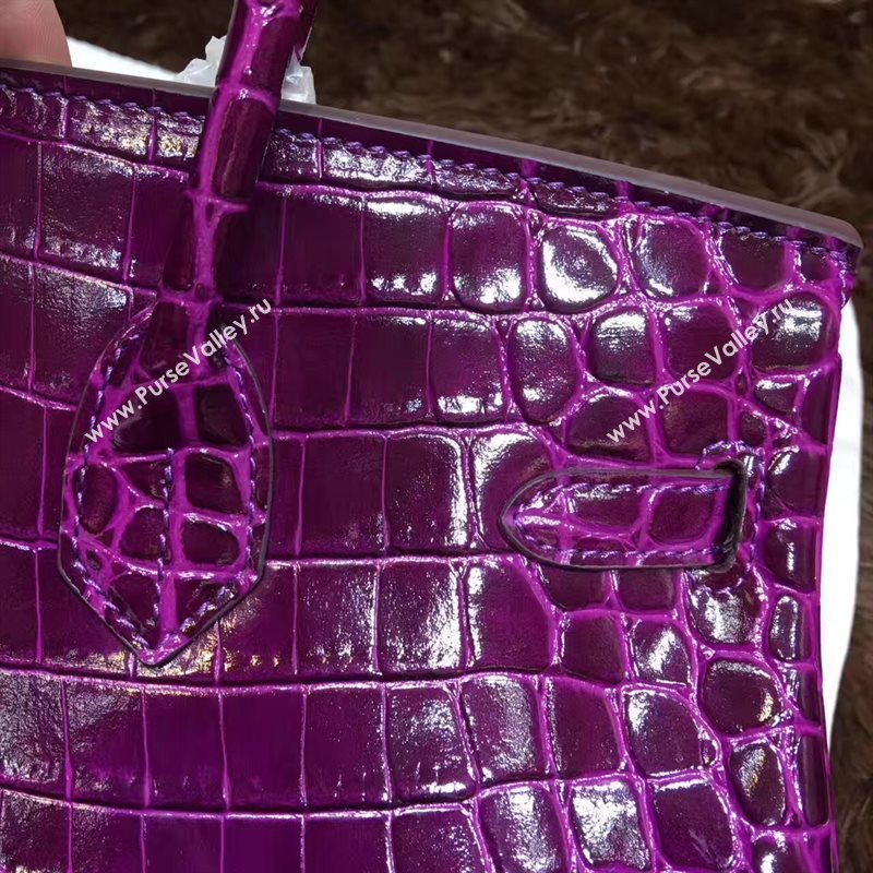 Hermes crocodile Birkin purple paint bag 5248