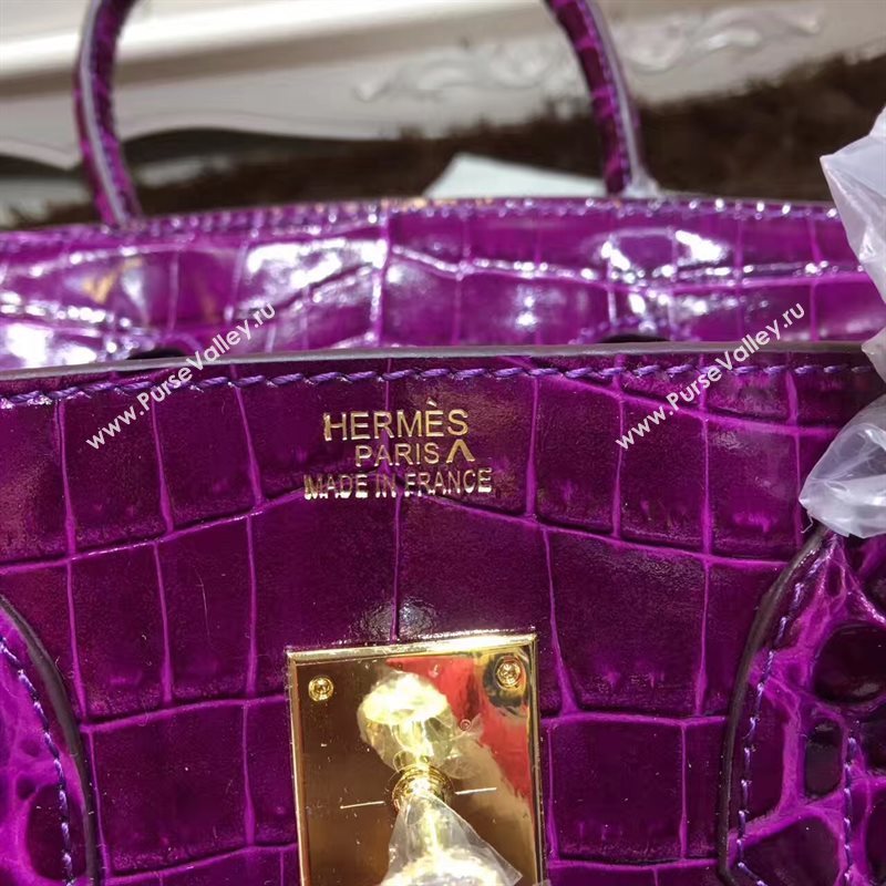 Hermes crocodile Birkin purple paint bag 5248