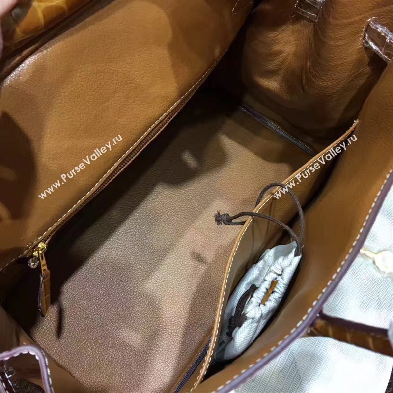 Hermes crocodile Birkin tan purple bag 5249