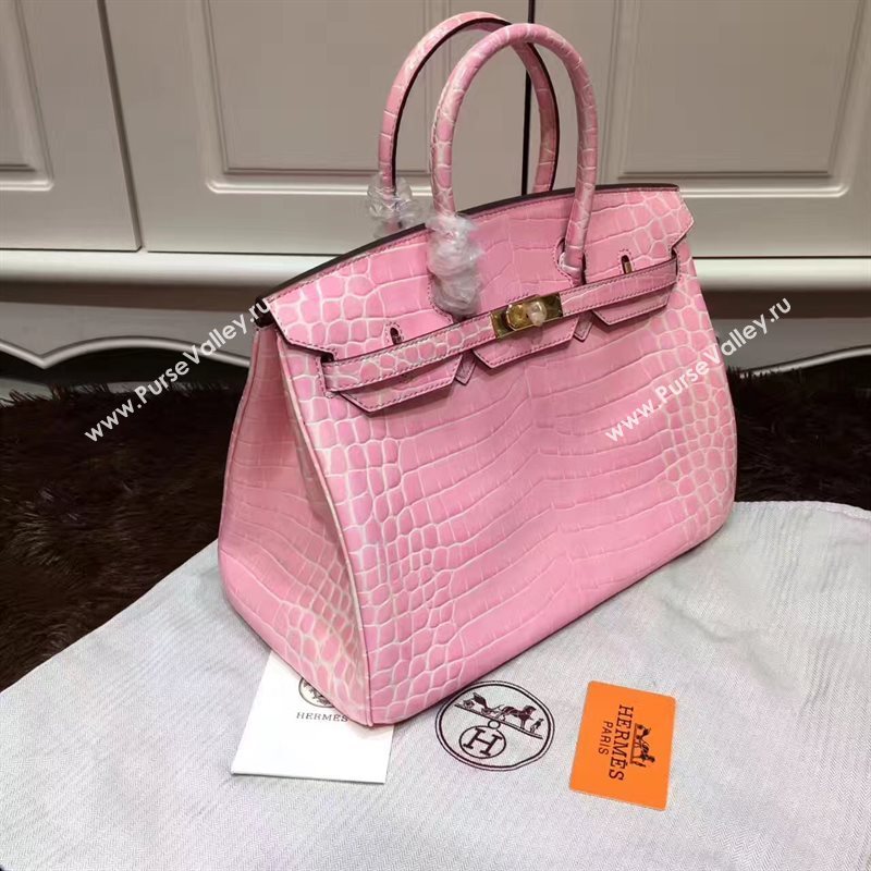 Hermes crocodile Birkin pink paint bag 5250
