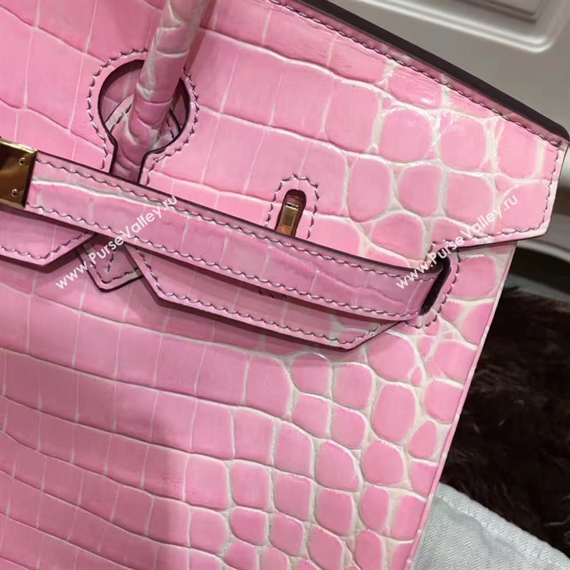 Hermes crocodile Birkin pink paint bag 5250