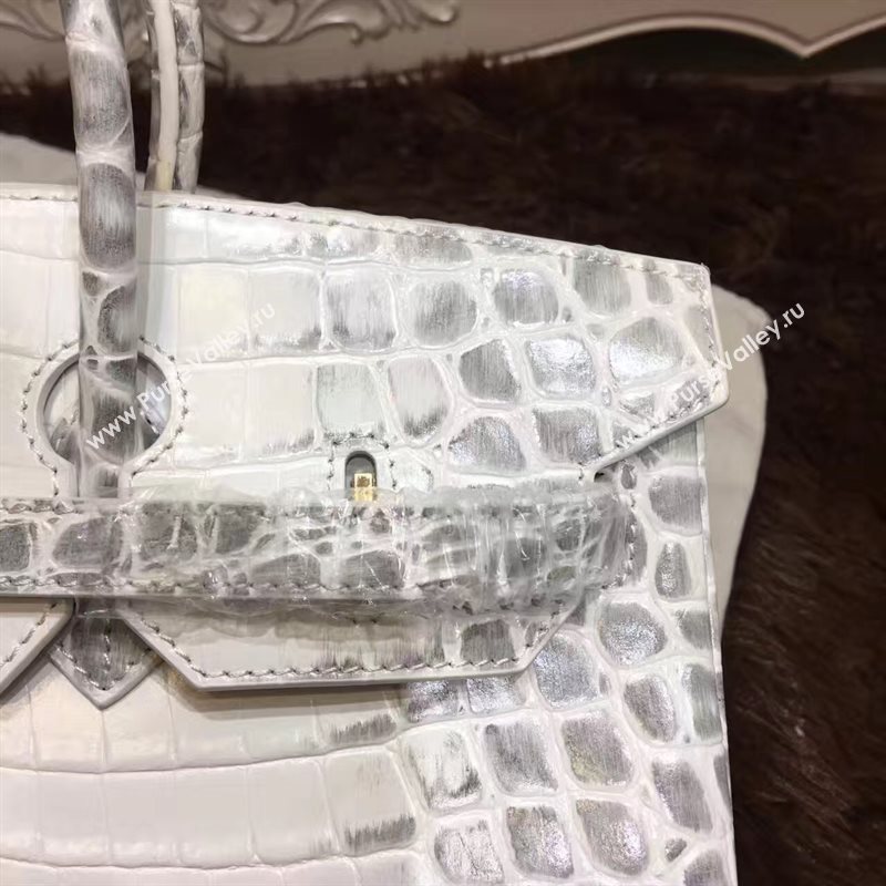 Hermes crocodile Birkin cream paint bag 5251