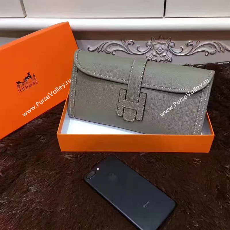 Hermes Epsom large gray clutch bag 5215