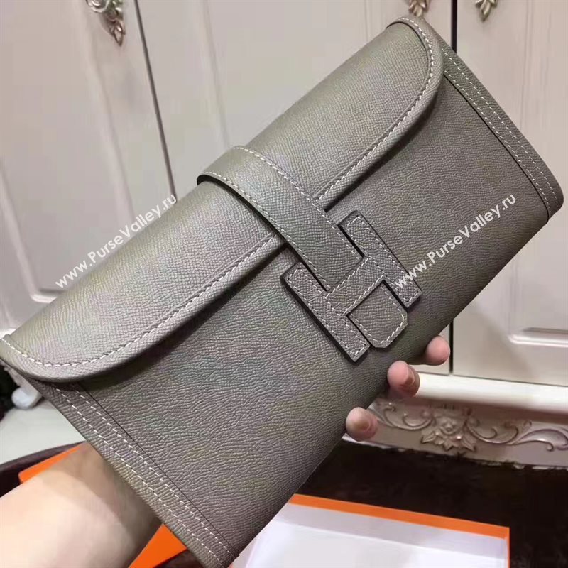 Hermes Epsom large gray clutch bag 5215