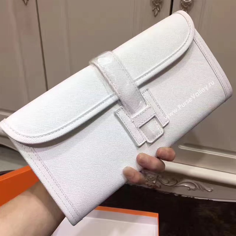 Hermes Epsom large cream clutch bag 5216