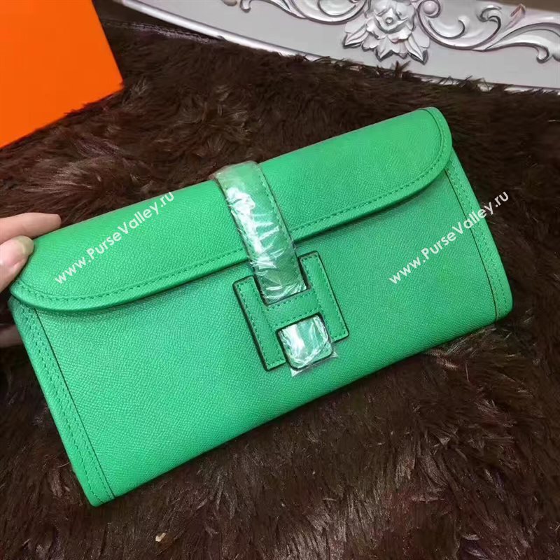 Hermes Epsom large green clutch bag 5218