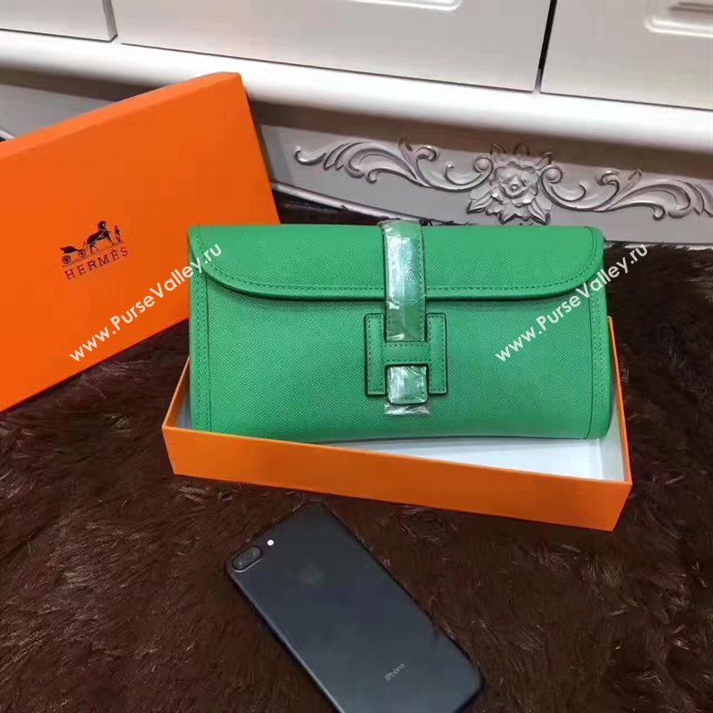 Hermes Epsom large green clutch bag 5218