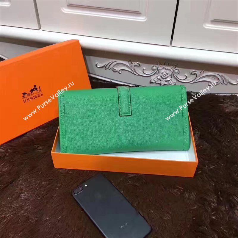 Hermes Epsom large green clutch bag 5218