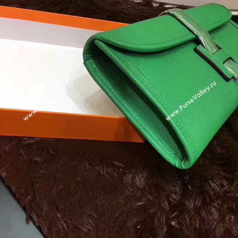 Hermes Epsom large green clutch bag 5218