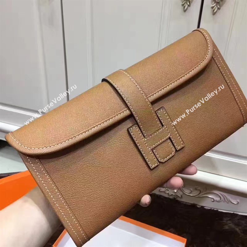 Hermes Epsom large tan clutch bag 5219