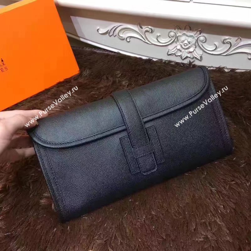 Hermes Epsom large black clutch bag 5221