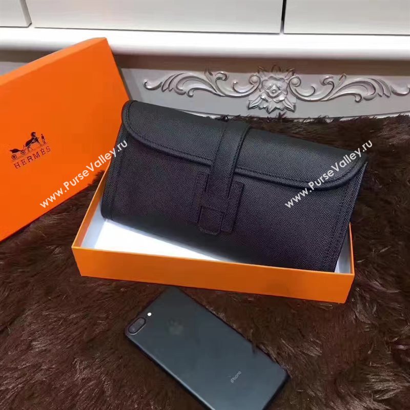 Hermes Epsom large black clutch bag 5221