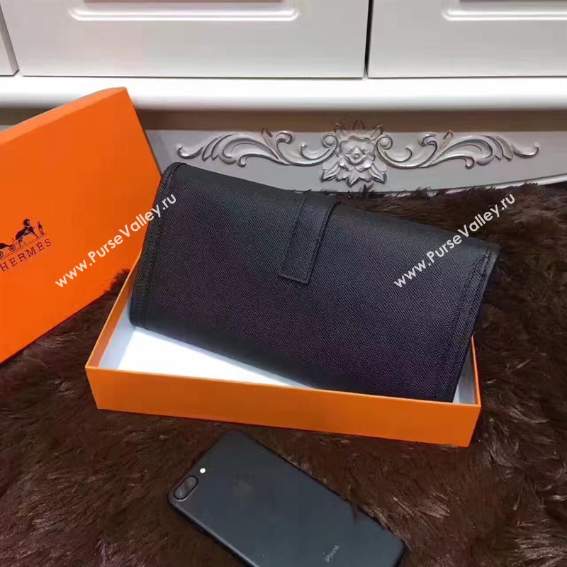 Hermes Epsom large black clutch bag 5221