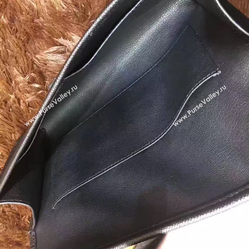 Hermes Epsom large black clutch bag 5221