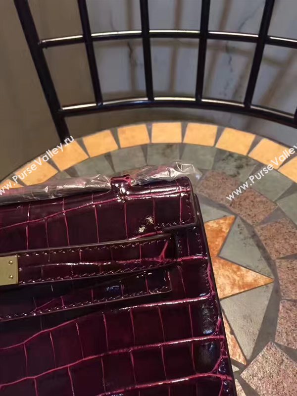 Hermes mini 22cm crocodile wine Kelly bag 5222