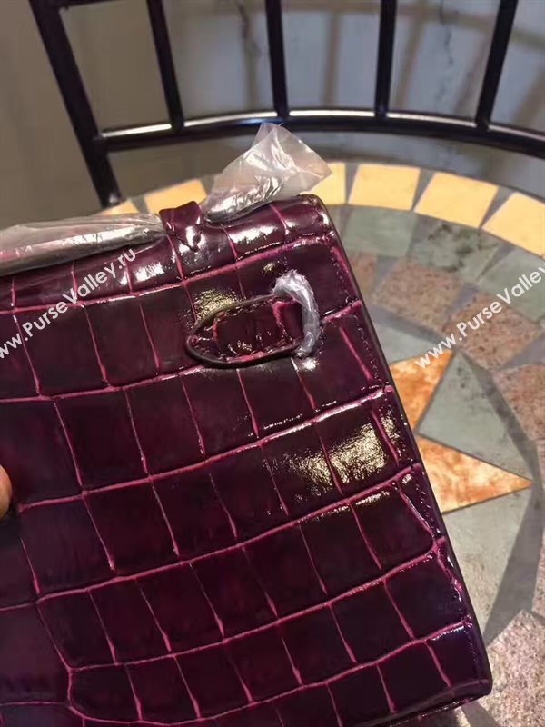 Hermes mini 22cm crocodile wine Kelly bag 5222