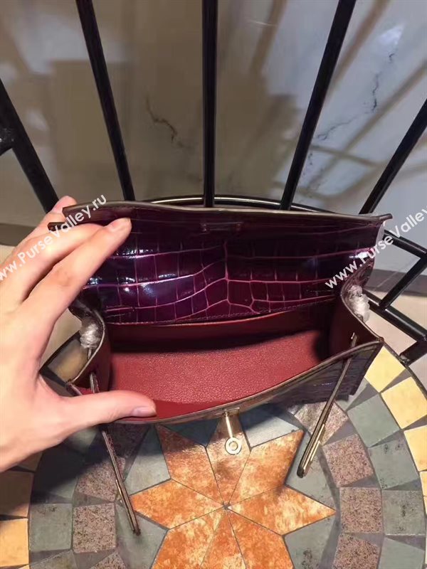 Hermes mini 22cm crocodile wine Kelly bag 5222