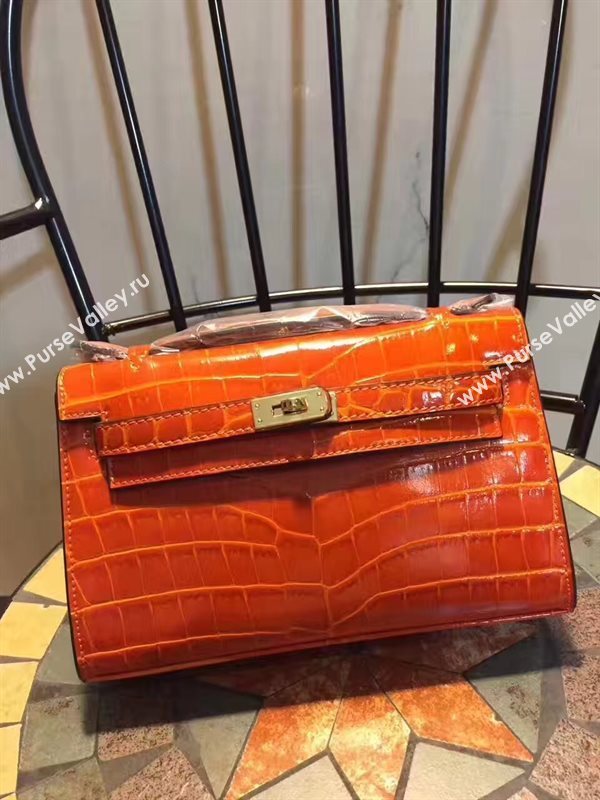 Hermes mini 22cm crocodile orange Kelly bag 5223