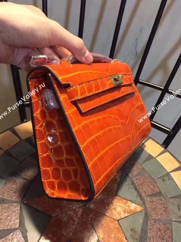 Hermes mini 22cm crocodile orange Kelly bag 5223
