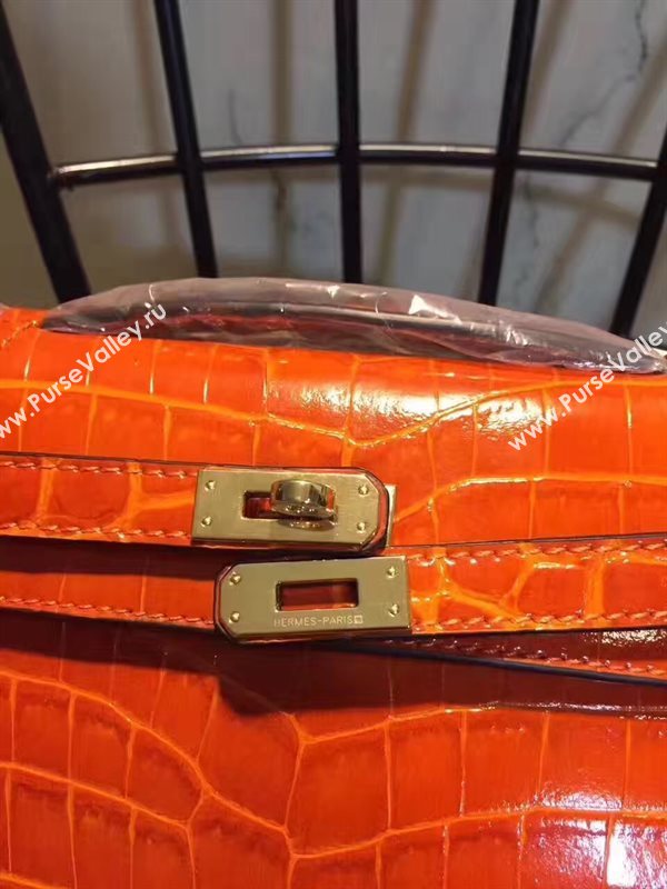 Hermes mini 22cm crocodile orange Kelly bag 5223