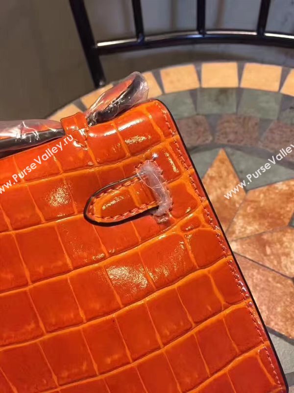 Hermes mini 22cm crocodile orange Kelly bag 5223