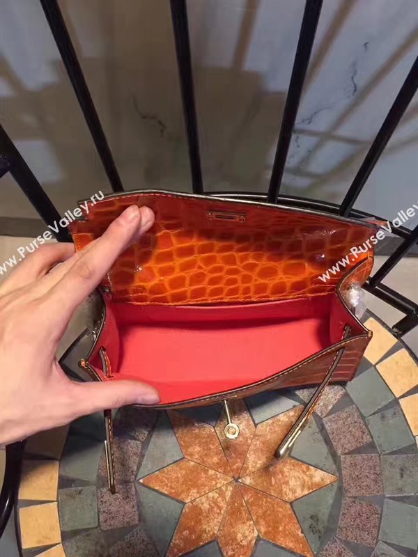 Hermes mini 22cm crocodile orange Kelly bag 5223