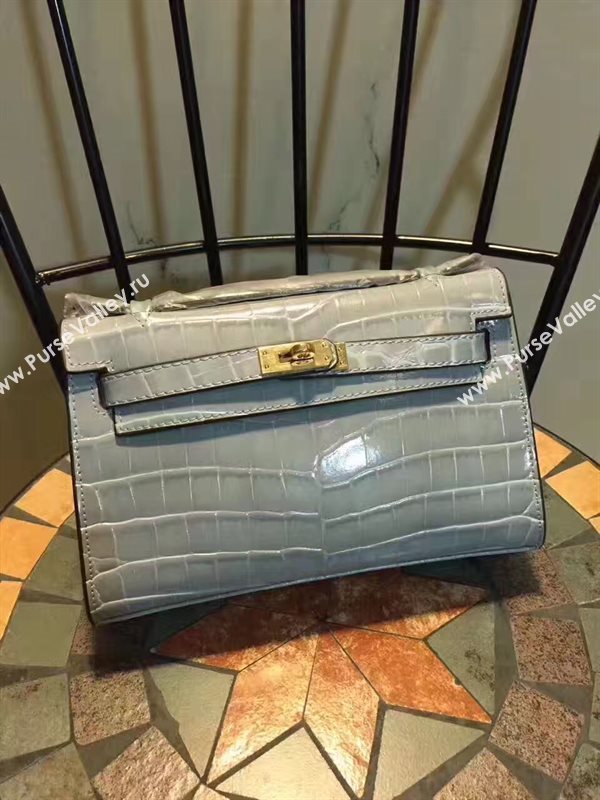 Hermes mini 22cm crocodile gray Kelly bag 5224