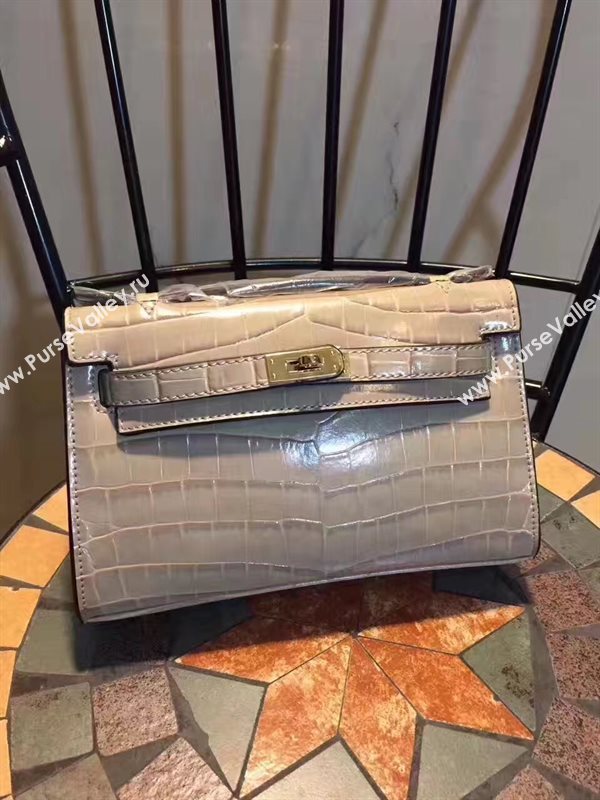 Hermes mini 22cm crocodile gray Kelly bag 5225