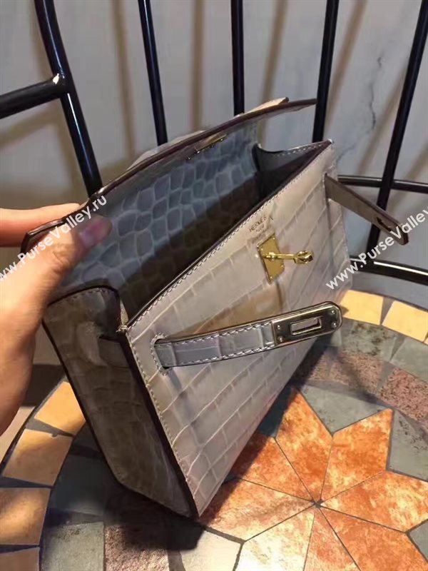 Hermes mini 22cm crocodile gray Kelly bag 5225