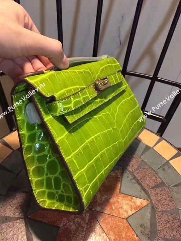Hermes mini 22cm crocodile green Kelly bag 5226