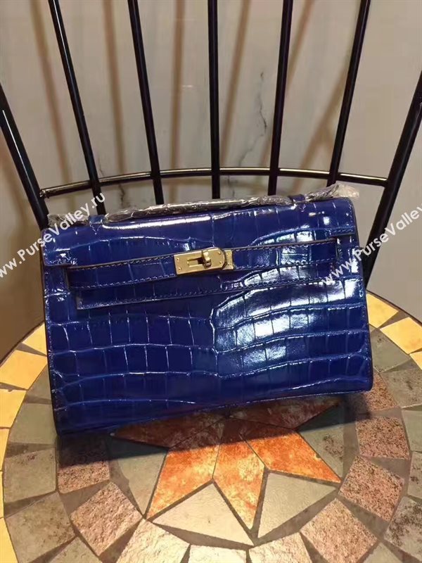 Hermes mini 22cm crocodile navy Kelly bag 5227