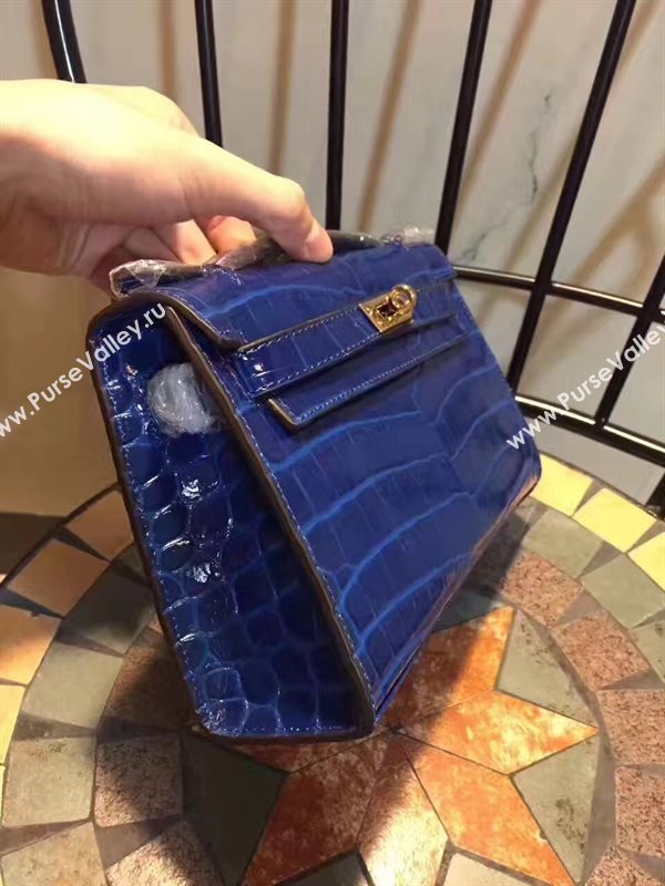 Hermes mini 22cm crocodile navy Kelly bag 5227