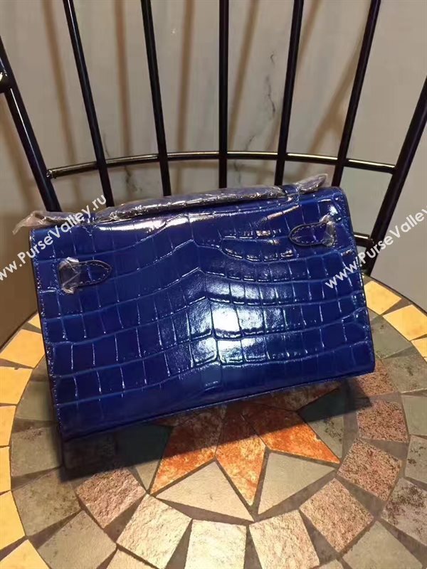 Hermes mini 22cm crocodile navy Kelly bag 5227