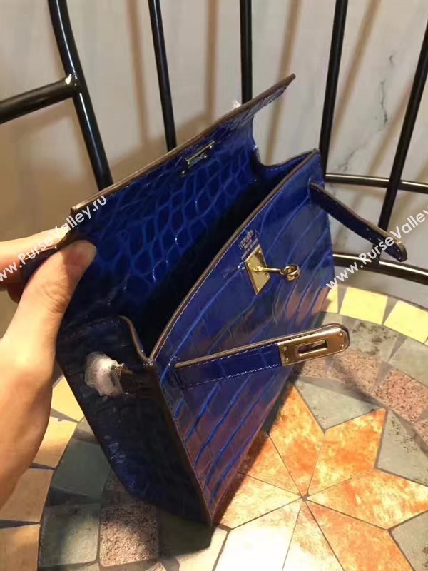 Hermes mini 22cm crocodile navy Kelly bag 5227