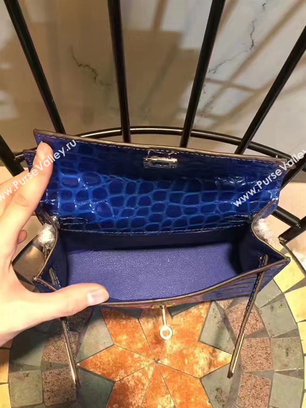 Hermes mini 22cm crocodile navy Kelly bag 5227