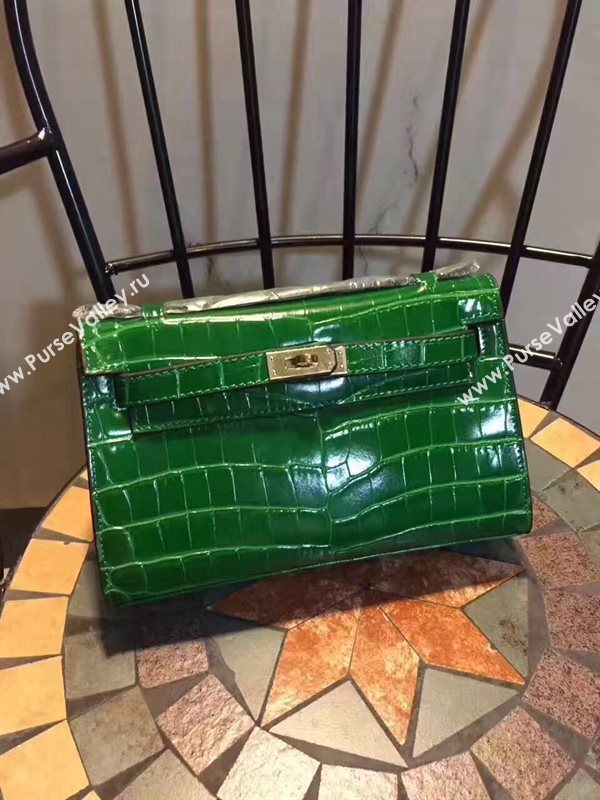 Hermes mini 22cm crocodile green Kelly bag 5228