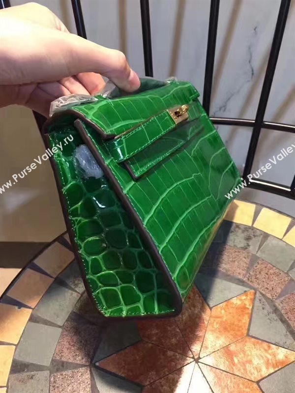 Hermes mini 22cm crocodile green Kelly bag 5228