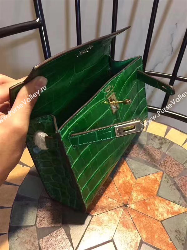 Hermes mini 22cm crocodile green Kelly bag 5228