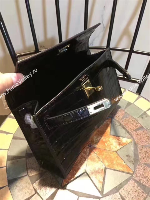 Hermes mini 22cm crocodile black Kelly bag 5231