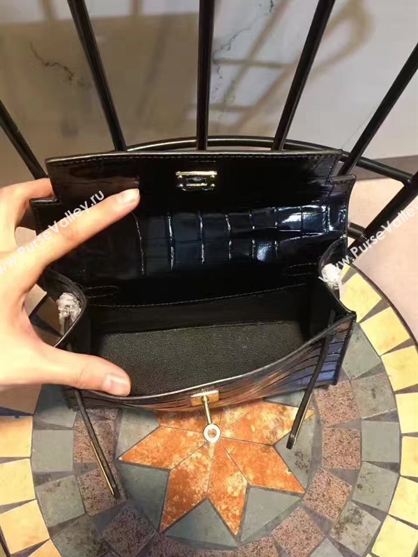 Hermes mini 22cm crocodile black Kelly bag 5231
