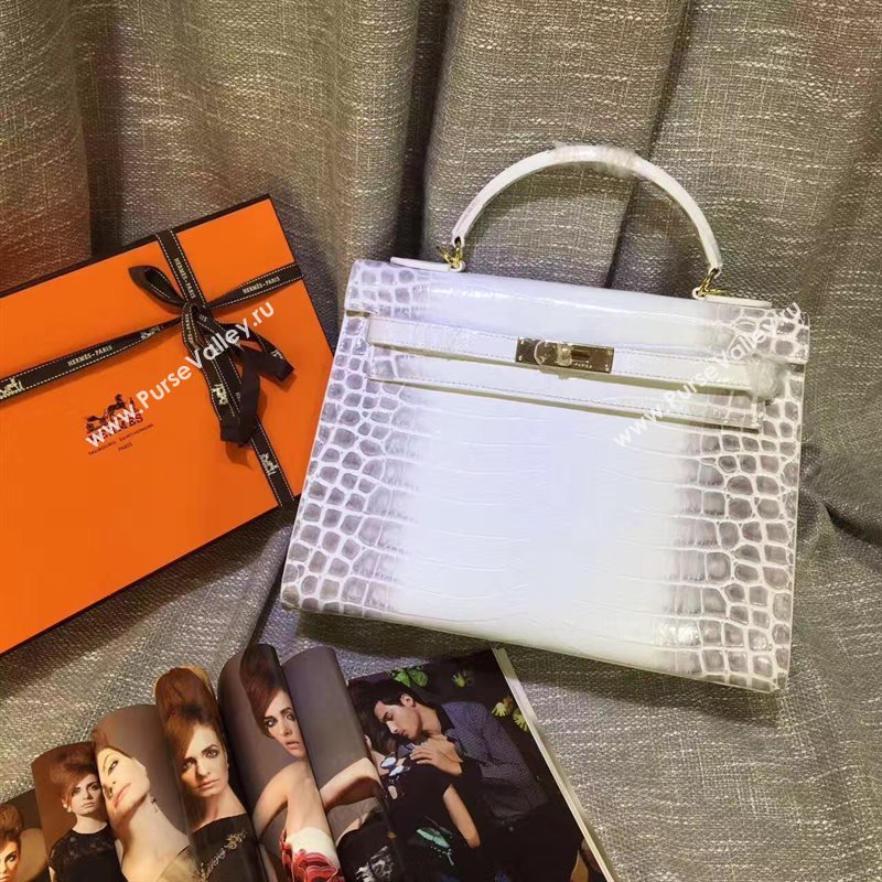 Hermes crocodile white Kelly bags 5232