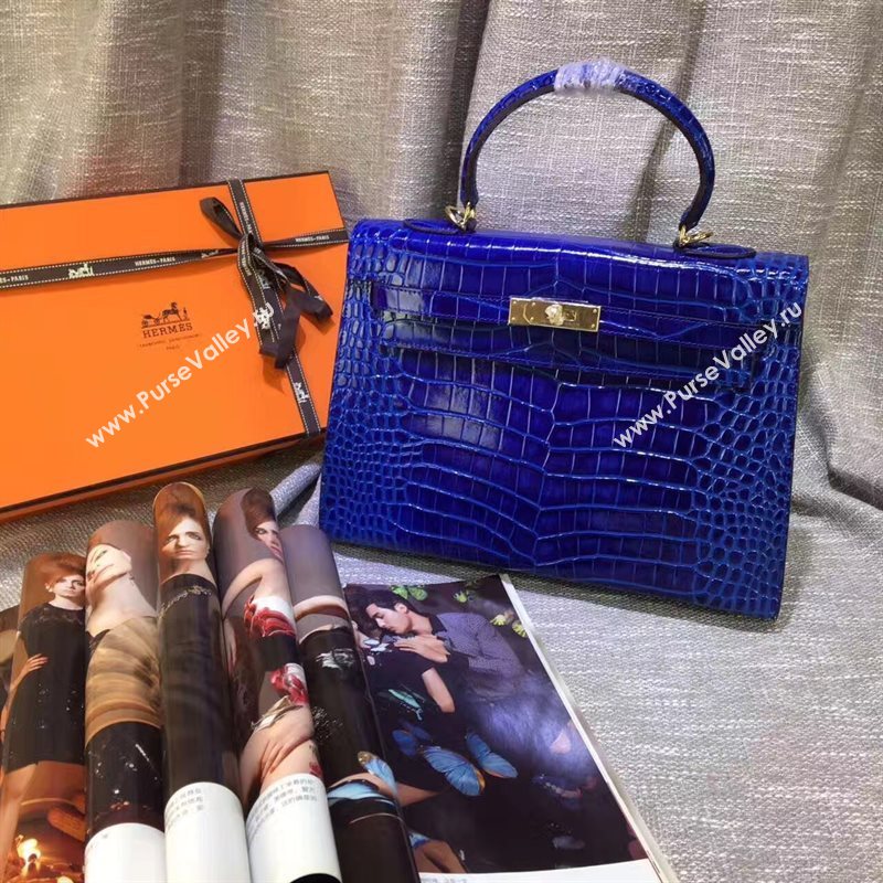 Hermes crocodile navy Kelly bags 5233