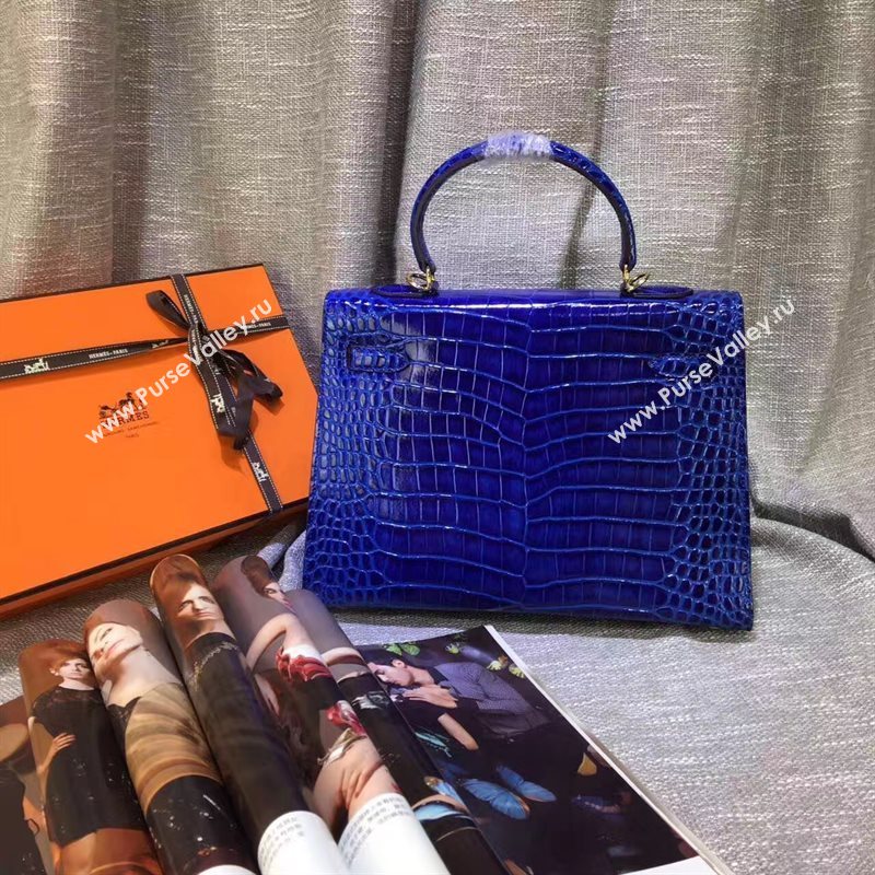 Hermes crocodile navy Kelly bags 5233