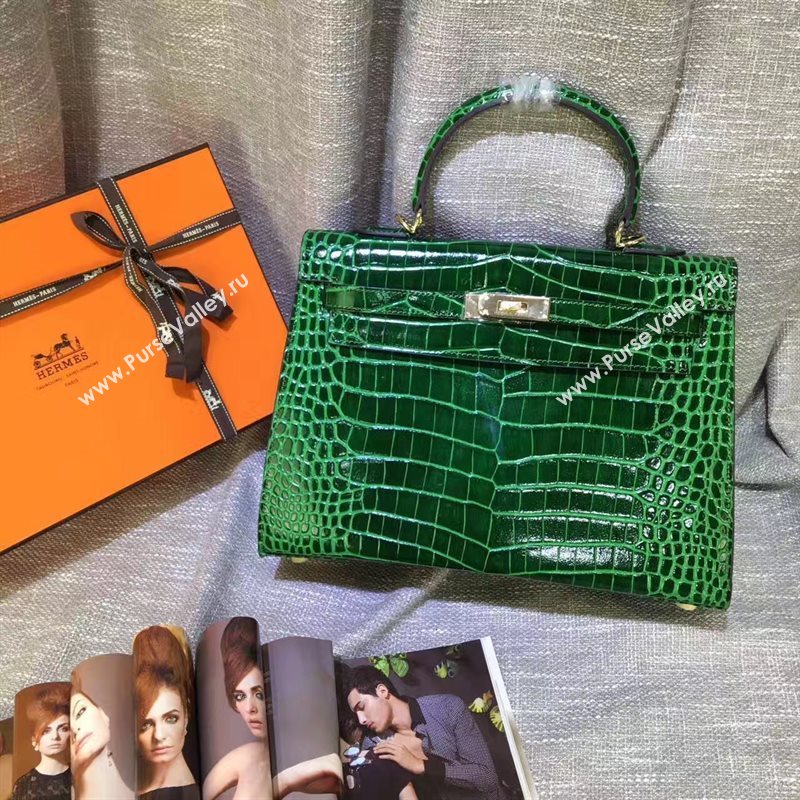 Hermes crocodile green Kelly bags 5234