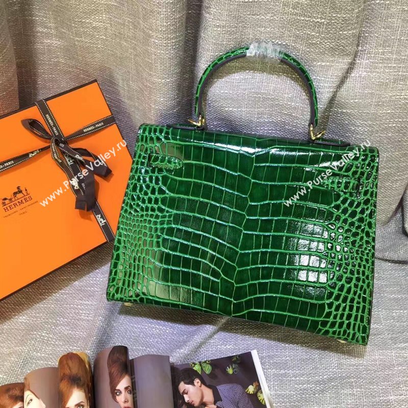 Hermes crocodile green Kelly bags 5234