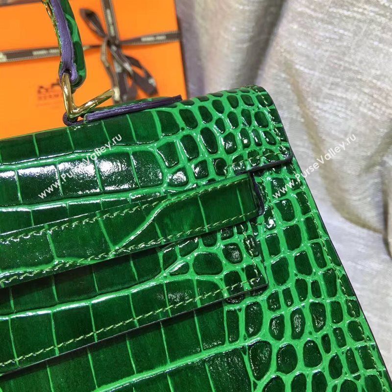 Hermes crocodile green Kelly bags 5234