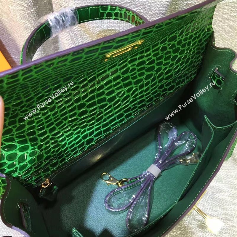 Hermes crocodile green Kelly bags 5234