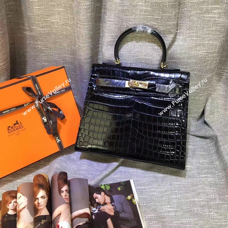 Hermes crocodile black Kelly bags 5236