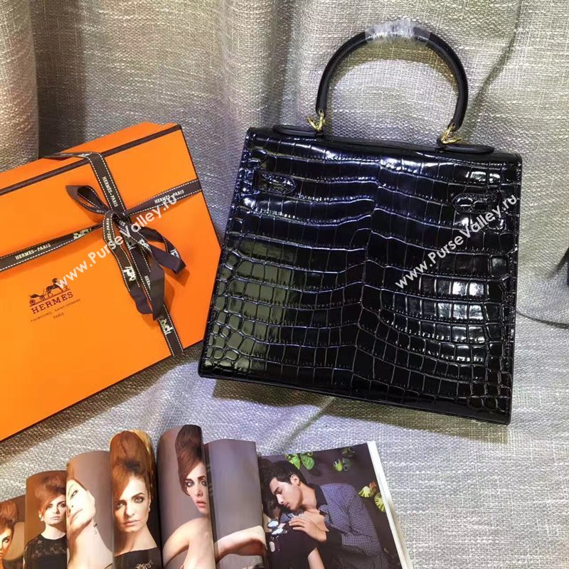 Hermes crocodile black Kelly bags 5236