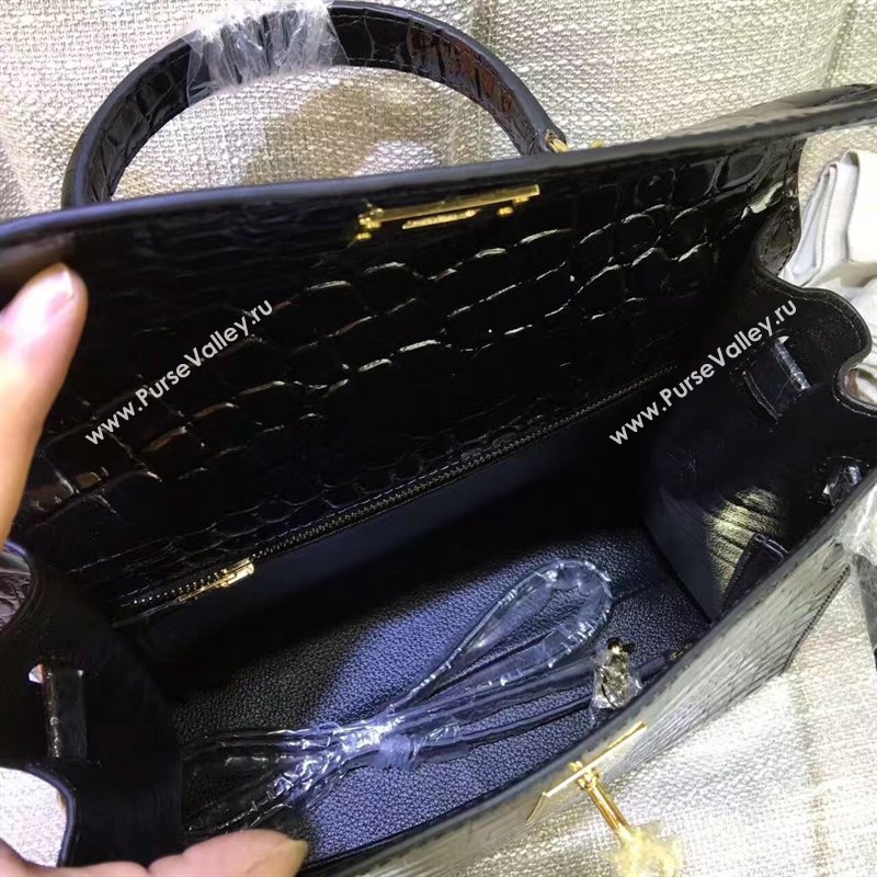 Hermes crocodile black Kelly bags 5236